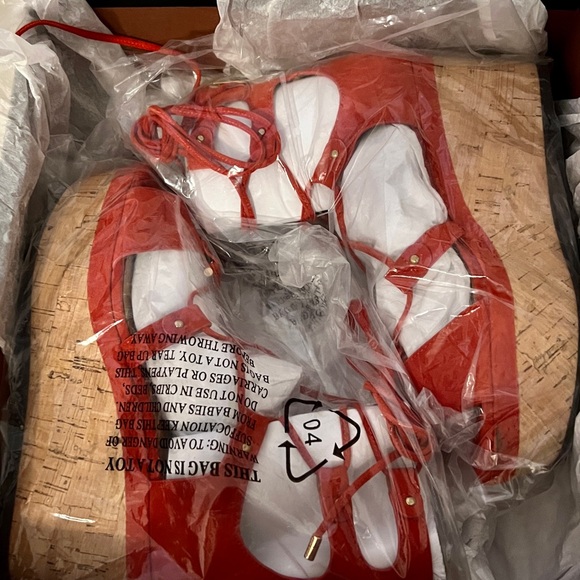 Coach Barkley Suede Ankle Wrap wedge Sandal. NWB SIZE 7.5. Color Orange - Picture 6 of 9